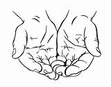 Hands Cupped Drawing Coloring Pages Color sketch template