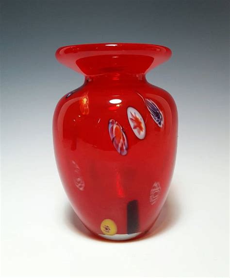 Vintage Murano Italian Art Glass Vase Cased Cherry Red Etsy Art