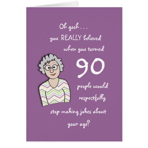 90th birthday for her funny card zazzle