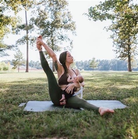 breastfeeding mom takes yoga to another multitasking level