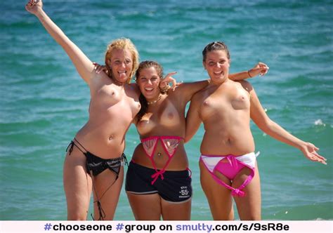 Group Topless Beach Smiling Chooseone Center