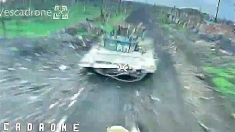 run putin run footage shows ukraine kamikaze drone destroying russian tank fortyfive