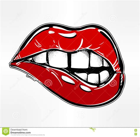 biting lips vector illustration stock vector