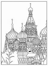 Coloring Pages Building Buildings Adult Basil Saint Cathedral Red Square Moscow Empire State City Architecture Palace Printable Sofian Buckingham London sketch template