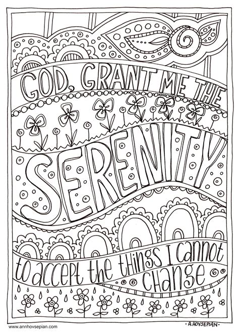list  serenity prayer coloring pages