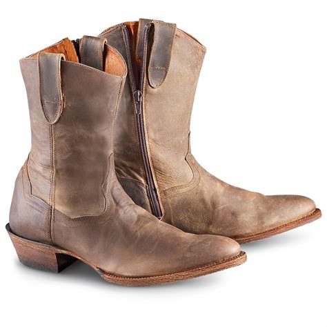 mens  post  side zip boots sand  cowboy western boots  sportsmans guide