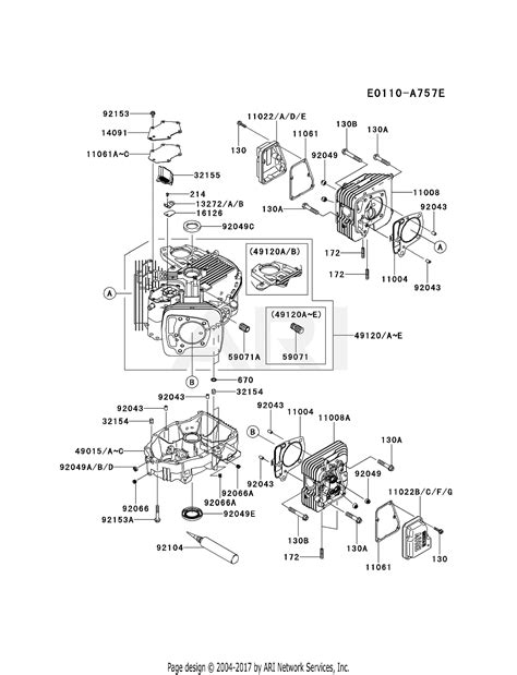 kawasaki frv es  stroke engine frv parts diagram  cylindercrankcase