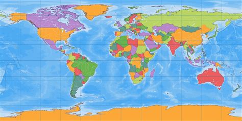 political blank world map equirectangular projection  vector