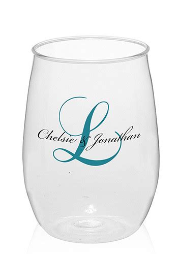 Personalized 15 2 Oz Clear Plastic Stemless Wine Glasses