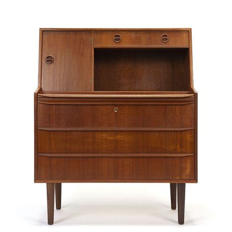 teakhouten deens vintage secretaire meubel retro studio