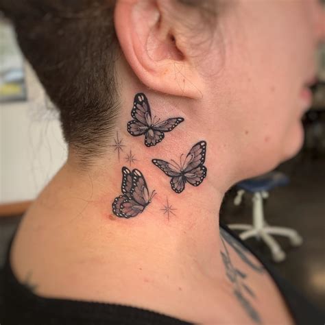 cool butterfly neck tattoo ideas  men women