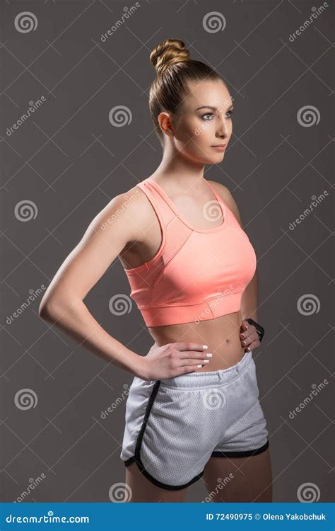 Skillful Female Athlete Is Resting After Training Stock Image Image