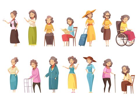 senior women cartoon icons set download free vector art stock graphics and images