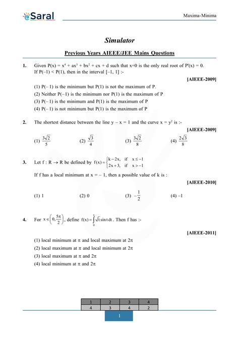 maxima minima jee main previous year question  solutions