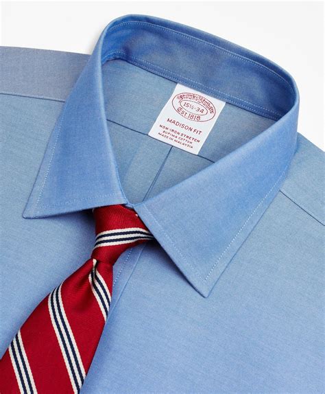 brooks brothers mens stretch madison relaxed fit dress shirt  iron pinpoint ainsley collar