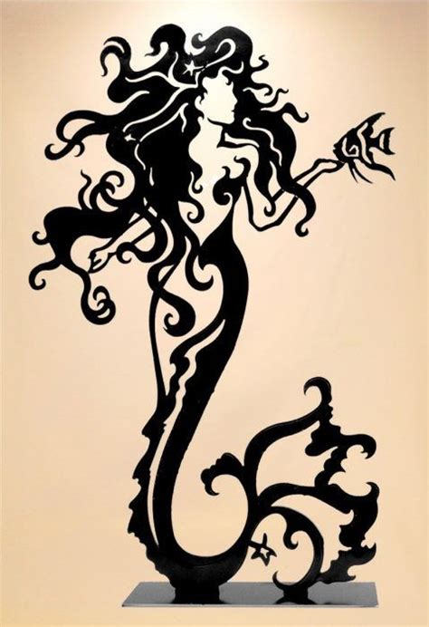 Simple Black Line Mermaid Silhouette Tattoo Design Tattooimages Biz