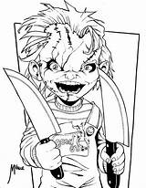 Chucky Coloring Pages Drawings Sheets Cartoon Drawing Scary Tiffany Bride Character Tattoos Cool Inked Halloween Skull Colouring Print Tattoo Template sketch template