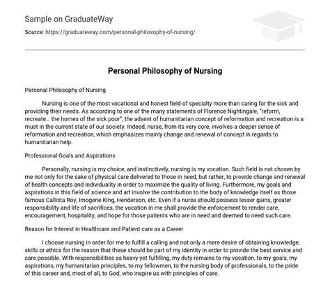 personal philosophy  nursing essay  graduateway