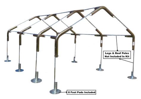 leg carport canopy kit    ft high peak heavy duty   fittings  foot pads  poles