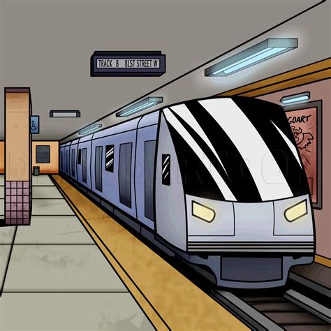 step  step guide  drawing  subway train   comic book style