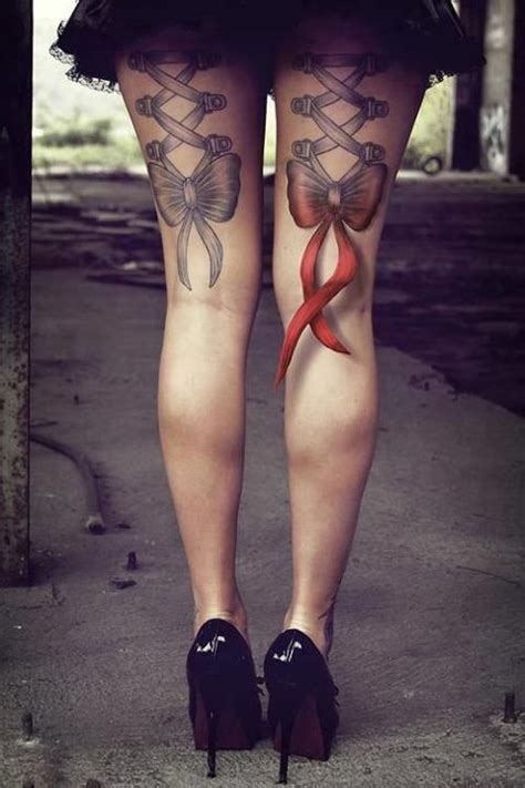 bow tattoos     legs