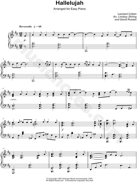 lindsey stirling hallelujah sheet music easy piano piano solo in