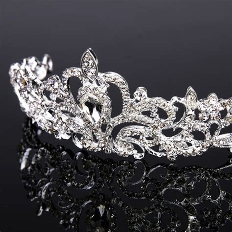 Bridal Princess Austrian Crystal Tiara Wedding Crown Veil Hair