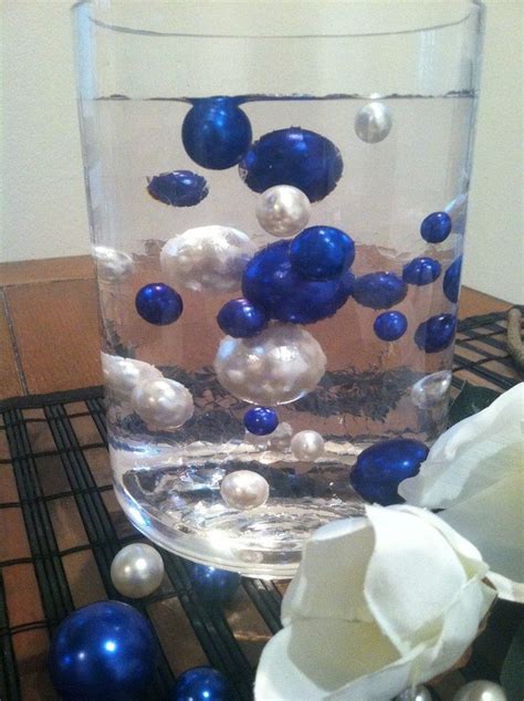 royal bluewhite floating pearls centerpiece vase fillers table
