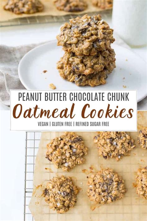 vegan peanut butter chocolate chunk oatmeal cookies kara