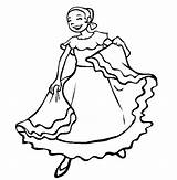Mexican Girl Woman Coloring Dancing Pages Dress Drawing Dancer Folk Clipart Fiesta Dance Mayo Cinco Cliparts Color Dancers Clip Library sketch template
