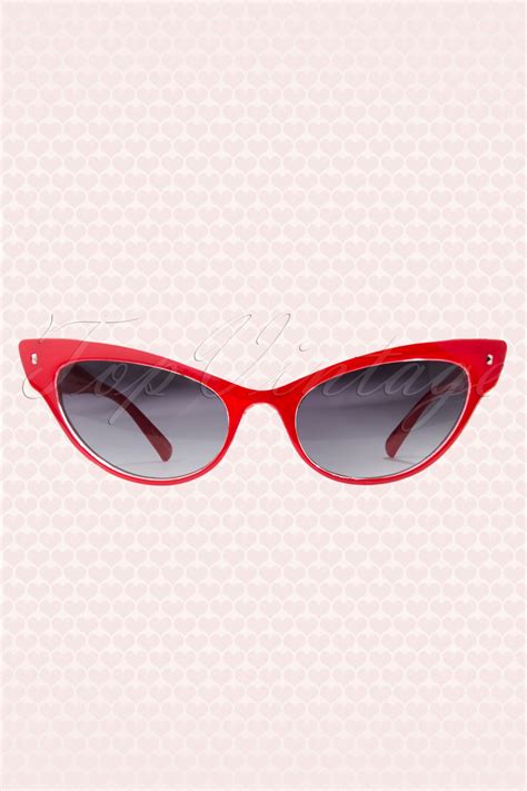 50s venice beach cat eye glasses red