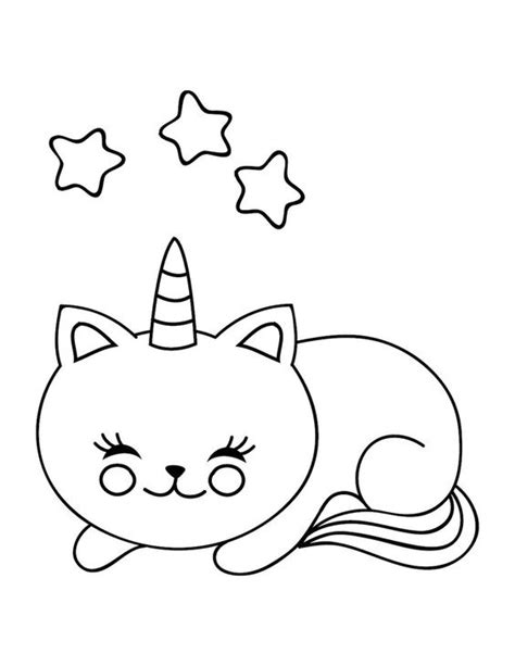 cute unicorn cat coloring page  printable coloring pages