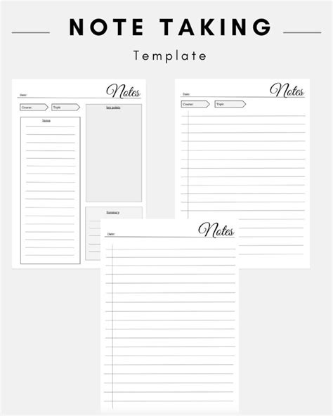 printable note  templates