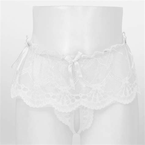 Us Men S See Through Lace Briefs Crotchless Panties Low Rise Underwear