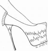 Template Drawing Stiletto High Shoe Heel Cinderella Slipper Glass Easy Heels Shoes Templates Getdrawings Slippers Pink Jordan Logo sketch template