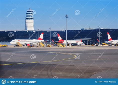 austrian airlines planes   ground  vienna international airport