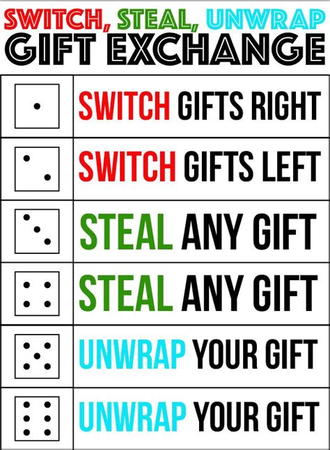 switch steal unwrap luck   dice gift exchange game gift exchange