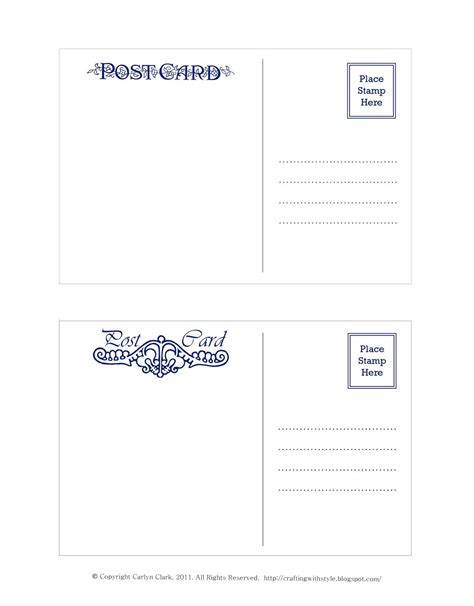 blank printable postcards  printable