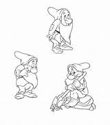 Dwarfs Seven Animation Snow Movies Coloring Drawing sketch template