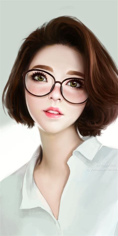 cute beautiful woman brunette short hair glasses 1080x2160 wallpaper صور لفن مختلف in