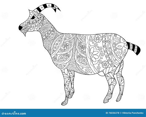 goat coloring vector  adults stock vector illustration  abstract