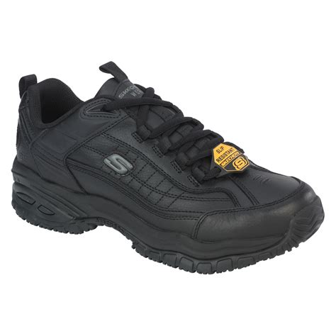 skechers mens black slip resistant oxford shoe