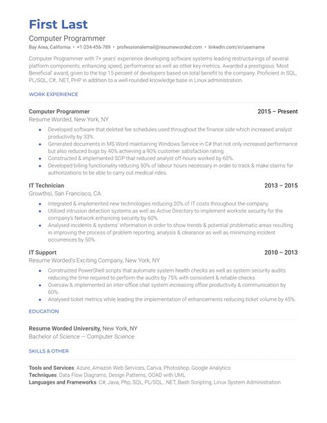 computer programmer resume    resume worded