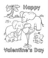 Coloring Valentine Pages Elephants Kids Sheets Valentines Downloads sketch template