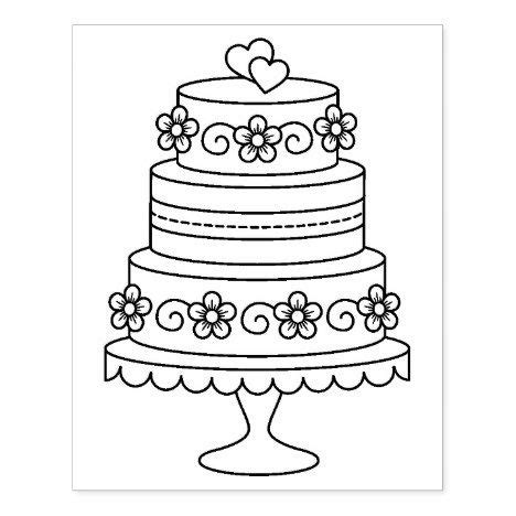 tiered wedding cake coloring page rubber stamp zazzle wedding