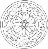 Mandala Mandalas Coloring Pages Kids Star Children Zen Stars Easy Simple Big Flower Color Printable Adult Relaxation Level Child Stress sketch template