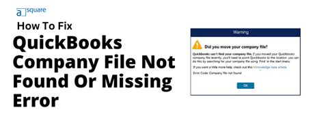 How To Repair Quickbooks Company File Not Found Error