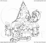 Christmas Outline Tree Children Coloring Trimming Illustration Clip Royalty Clipart Bannykh Alex Trimmers Funny Quotes Quotesgram sketch template