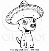 Chihuahua Cartoon Clipart Sombrero Wearing Coloring Sitting Vector Outlined Thoman Cory Puppy Cute Little Regarding Notes Clipartof sketch template