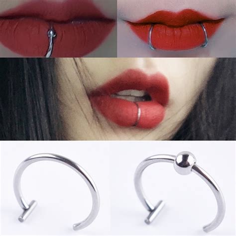 women lips rings medical titanium steel nose ring fake nose ring septum